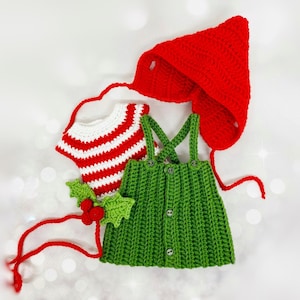 Amigurumi doll clothes pattern, crochet doll outfit, Amigurumi doll clothes pattern, crochet doll overall, elf doll clothes crochet pattern