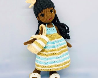 Crochet Doll Pattern, Amigurumi Mermaid Outfit, 10 inch doll body with removable clothes, Amigurumi Girl Toy tutorial, swimsuit, hair wig