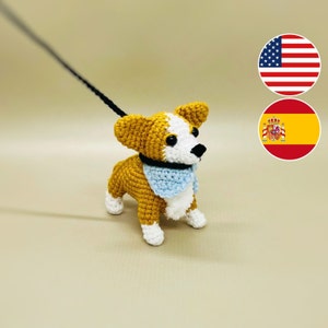 Crochet corgi pattern, amigurumi corgi pattern, Crochet dog pattern, small doll amigurumi pattern, crochet doll with lead