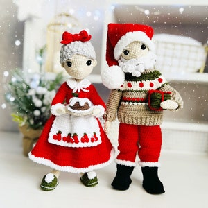 Crochet pattern Santa Claus and Mrs. Claus, crochet doll pattern, amigurumi doll pattern, Christmas dolls crochet pattern, doll clothes pdf