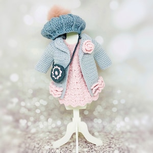 Amigurumi doll clothes pattern, crochet doll outfit, Amigurumi doll clothes, doll coat crochet pattern, doll beret crochet pattern