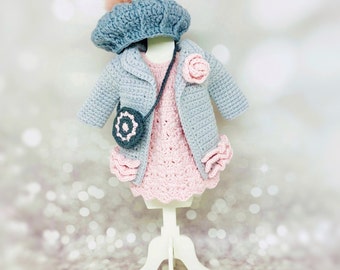 Amigurumi Doll Clothes Crochet Pattern, Beret, Coat, Dress (PDF Pattern)