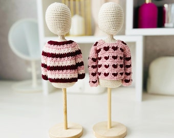 Crochet Doll Sweater Pattern, Amigurumi Outfit (PDF Pattern)
