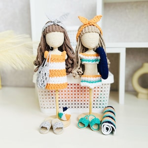 Amigurumi doll clothes pattern,  crochet doll outfit, Amigurumi doll clothes, crochet doll bathing suit, doll accessories pattern, doll bag