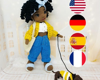 Crochet Doll Pattern, Amigurumi Miss May & Dachshund (PDF Pattern)