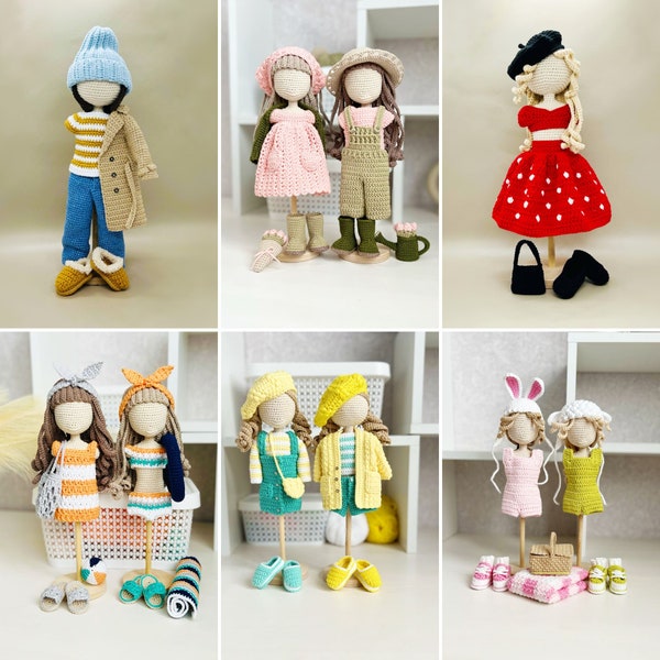 Amigurumi doll clothes pattern, crochet doll outfit, Amigurumi doll clothes, doll accessories pattern, amigurumi toy clothes crochet pattern