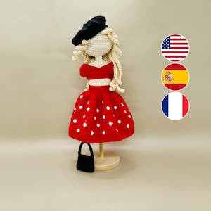 Amigurumi doll clothes pattern, crochet doll outfit, Amigurumi doll clothes, doll with clothes, crochet doll bag