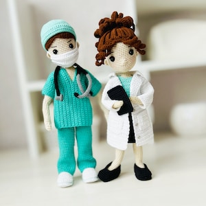 DOCTOR crochet pattern, crochet doll pattern, amigurumi doctors pattern, stethoscope crochet pattern, doctor doll with clothes pattern