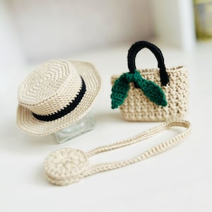 Gehäkelte Puppentasche MUSTER, gehäkelte Puppenmütze Häkelmuster, Amigurumi-Puppenaccessoires Häkelanleitung