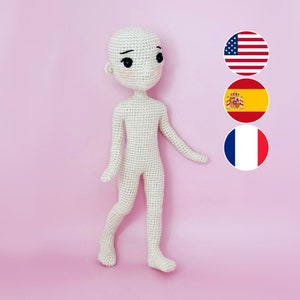 Modèle de poupée au crochet, base de poupée au crochet, modèle de corps de poupée au crochet, modèle de corps de poupée amigurumi, modèle de corps de fille amigurumi au crochet pdf