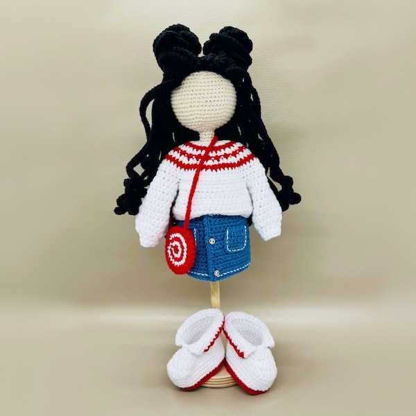 Amigurumi doll clothes pattern, crochet doll outfit, Amigurumi doll clothes, doll sweater crochet pattern, crochet doll hair wig pattern