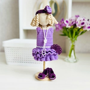 Amigurumi doll clothes pattern, crochet doll outfit, Amigurumi doll clothes, crochet doll accessories, doll hair crochet pattern