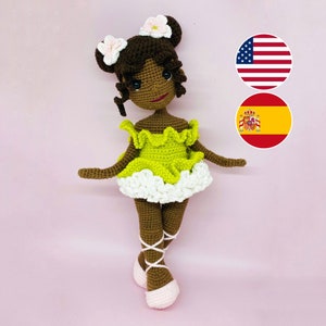 Crochet ballerina doll pattern, amigurumi ballerina pattern, crochet doll clothes pattern, ballerina outfit crochet pattern pdf