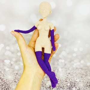 Patrón de muñeca de crochet, base de muñeca de crochet, patrón de cuerpo de muñeca de crochet, muñeca amigurumi, patrón de cuerpo amigurumi, patrón de cuerpo de muñeca de niña amigurumi