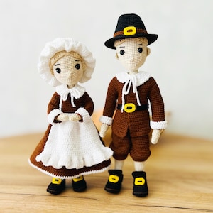 Pilgrims crochet pattern, crochet doll pattern, amigurumi doll pattern, pilgrim dolls amigurumi pattern, Thanksgiving day crochet pattern