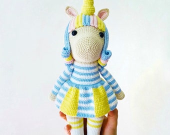 Crochet unicorn pattern, amigurumi unicorn pattern, crochet unicorn doll pattern, crochet horn pattern, amigurumi toy for beginners