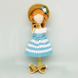 Amigurumi shepherdess doll clothes pattern, shepherdess doll outfit crochet pattern, Amigurumi doll clothes, doll bonnet crochet pattern pdf