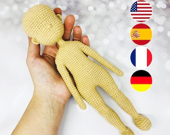 Amigurumi Doll Crochet Pattern, Base Body Tutorial (PDF)