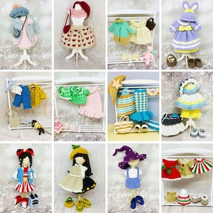 Puppenkleidung Häkelmuster, häkeln, Puppenoutfit, Amigurumi Puppenkleidung, abnehmbare Puppenkleidung, Amigurumi Spielzeug Kleidung gehäkelt