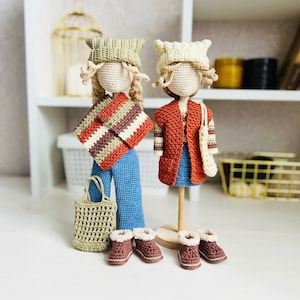 Amigurumi doll clothes pattern, crochet doll outfit, Amigurumi doll clothes, doll jeans crochet patten, amigurumi doll hat crochet pattern
