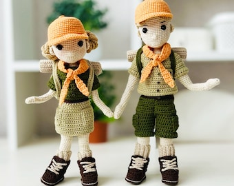 SCOUTS Crochet Pattern, Crochet Girl Scout Pattern, Amigurumi
