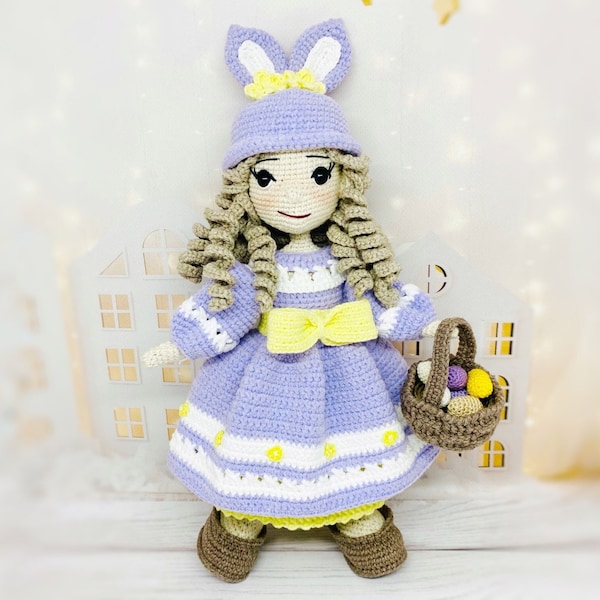 Amigurumi Osterpuppe Häkelanleitung, Mädchen Outfit (PDF-Muster)