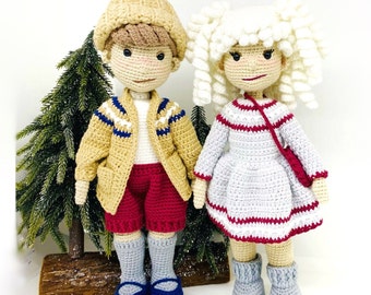 Amigurumi doll crochet pattern, Kai and Gerda crochet dolls