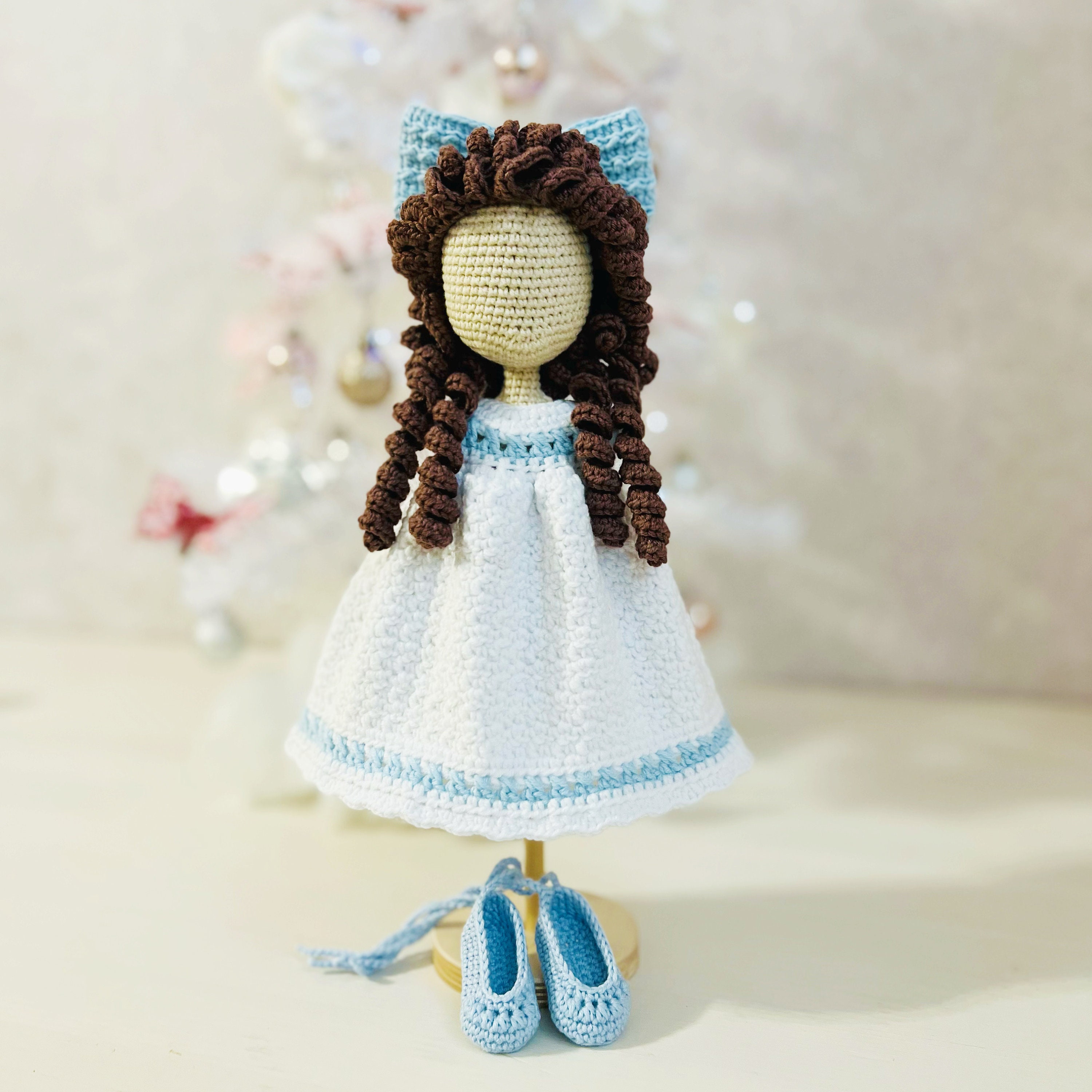white christmas dresses Amigurumi Fashion Teddy Bear Wears A Romantic Ruffled Dress Animal Cro