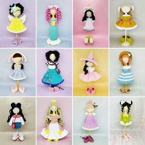 Amigurumi-Puppenkleidung Schnittmuster, gehäkelte Puppenoutfit, Amigurumi-Puppenkleidung, gehäkelte Puppenaccessoires, gehäkelte Meerjungfrau, Amigurumi Hexe