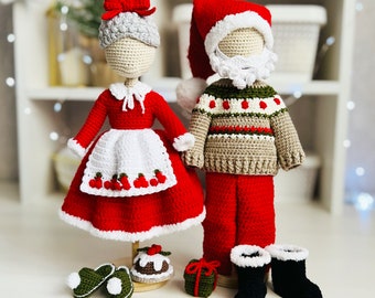 Amigurumi doll clothes pattern, crochet doll outfit, Amigurumi Santa Claus doll clothes crochet pattern, Christmas doll crochet pattern pdf