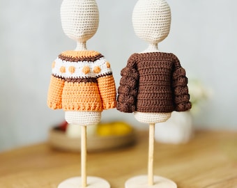 Amigurumi doll basic sweaters, crochet doll clothes, (PDF pattern)
