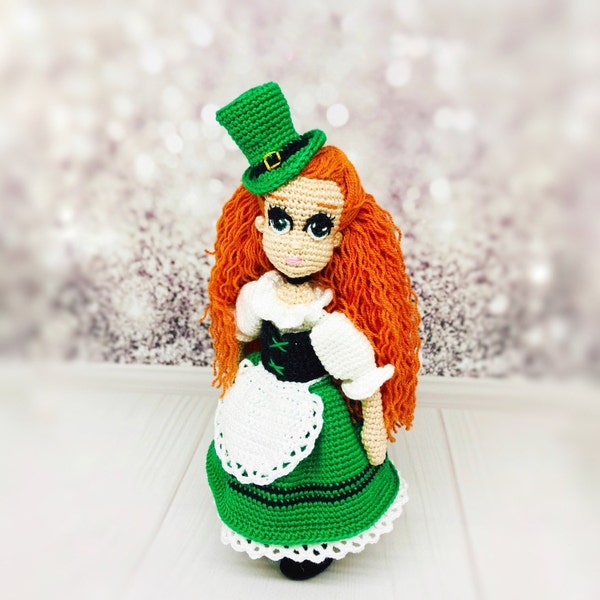 Kobold Puppe Häkelanleitung, Amigurumi St. Patricks Day Mädchen (PDF-Häkelanleitung)