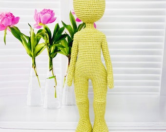 Amigurumi Doll Body pdf tutorial, 10 inch toy base Crochet Pattern, doll body with wire inside