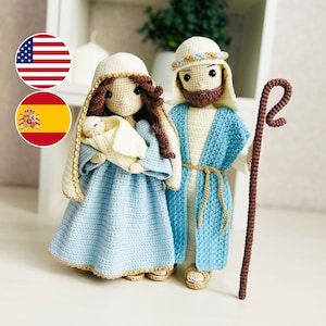 Crochet pattern Nativity Set, crochet doll pattern, amigurumi doll pattern, Mary, Joseph and Jesus dolls crochet pattern,