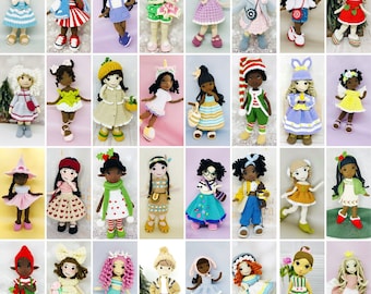 Crochet doll pattern, amigurumi doll pattern, amigurumi clothes, crochet witch, amigurumi angel, crochet ballerina, PATTERN BUNDLE 32 in 1