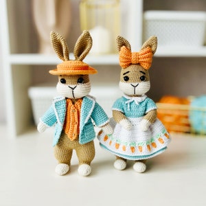 Crochet bunny pattern, Easter bunnies couple, amigurumi bunny pattern, Easter bunny crochet pattern, amigurumi rabbit easter crochet pattern