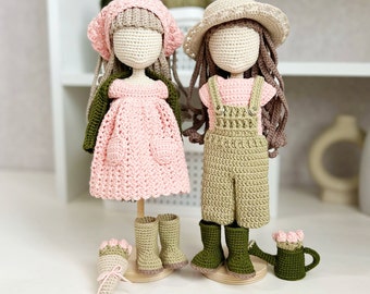 Amigurumi doll clothes pattern, crochet doll watering can, Amigurumi doll clothes, crochet flowers pattern, doll clothes pattern