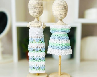 Crochet doll dresses, Amigurumi clothes pattern, Clothes for 9 inch amigurumi toy, pdf tutorial for sundress