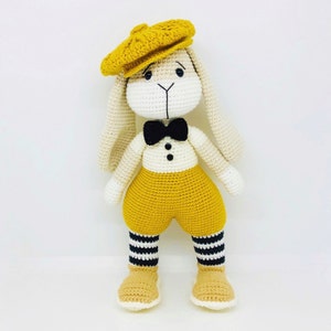 Crochet bunny pattern, Amigurumi bunny pattern, crochet rabbit, amigurumi rabbit, crochet baby toy with clothes, crochet doll cap pattern