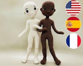 Amigurumi Doll Body Crochet Pattern, 9" Doll with Wire Frame (PDF Pattern)
