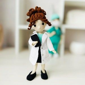 DOCTOR crochet pattern, amigurumi doctor pattern, crochet doctor doll clothes pattern, stethoscope crochet pattern, doll face mask diy