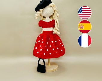 Amigurumi Doll Clothes Crochet Pattern, 9 Inch Doll Outfit (PDF)