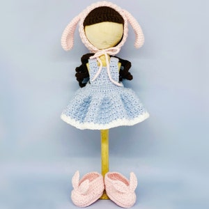 Amigurumi doll clothes pattern, crochet doll outfit, Amigurumi doll clothes, doll overall crochet pattern, doll bonnet crochet pattern pdf