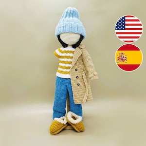 Amigurumi doll clothes pattern, crochet doll outfit, Amigurumi doll clothes, doll coat crochet pattern
