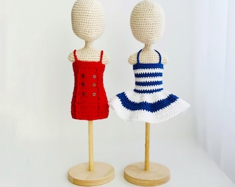 Crochet doll summer dresses, Amigurumi clothes pattern