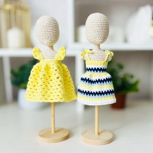 Amigurumi-Puppenkleidung Muster, gehäkeltes Puppenoutfit, Amigurumi-Puppenkleidung, gehäkeltes Sommer-Puppenkleid, Häkelanleitung, Amigurumi-Puppenkleid