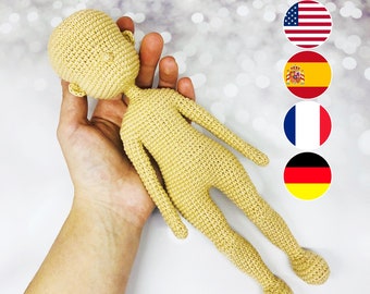 Amigurumi Crochet Doll Base Pattern, Step-by-Step Tutorial (PDF Pattern)