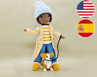 Häkelpuppe und Corgis Hund Amigurumi-Muster (PDF)