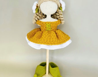 Modello per vestiti per bambole amigurumi, vestito per bambola all'uncinetto