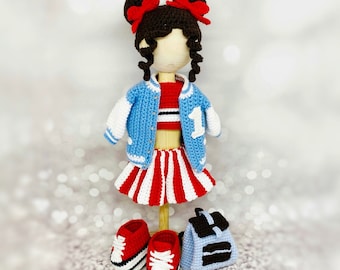 Crochet Cheerleader Doll Outfit Pattern, Amigurumi Clothes (PDF Pattern)